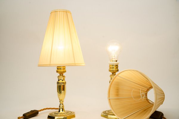 Art Deco Table Lamps with Fabric Shades, Vienna, Austria, 1920s, Set of 2-SPD-1794209