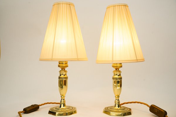 Art Deco Table Lamps with Fabric Shades, Vienna, Austria, 1920s, Set of 2-SPD-1794209