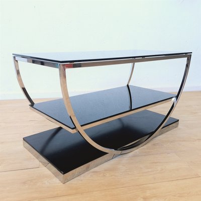 Art Deco Table with Black Glass Tops, 1940s-WK-2016106