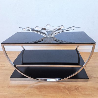 Art Deco Table with Black Glass Tops, 1940s-WK-2016106