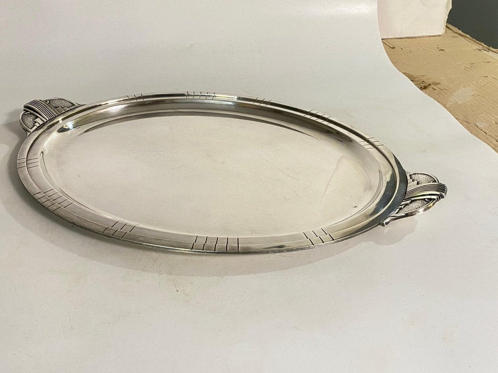 Art Deco Tay in Silver-Plated Metal, France, 1940s