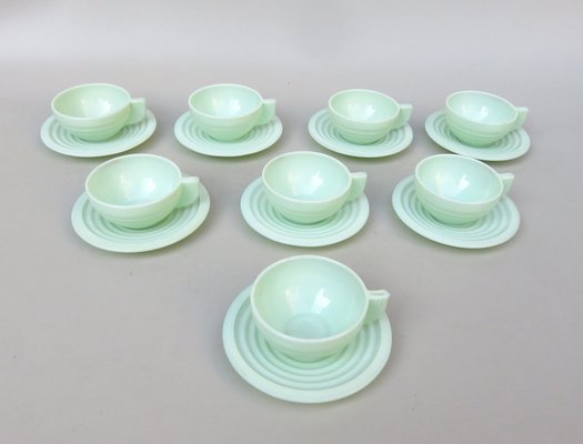 Art Deco Tea Cups and Saucers, 1920s, Set of 16-EY-1716671