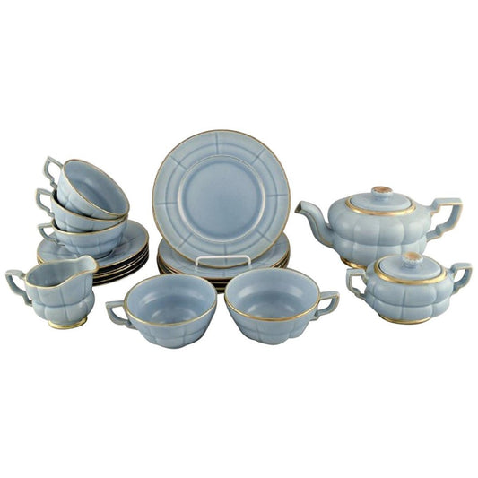 Art Deco Tea Service Set by Arthur Percy for Upsala-Ekeby, Set of 17