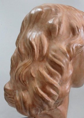 Art Deco Terracotta Bust of a Young Girl by J.C. Guéro, Early 20th Century-RVK-872708