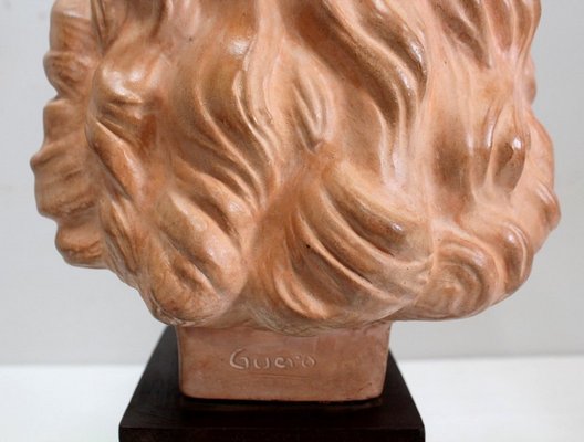 Art Deco Terracotta Bust of a Young Girl by J.C. Guéro, Early 20th Century-RVK-872708