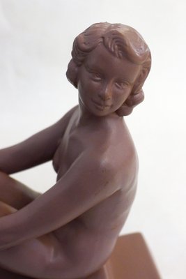 Art Deco Terracotta Sculpture of a Nude Bathing Woman, 1920s-RNR-2021500