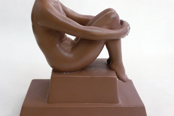 Art Deco Terracotta Sculpture of a Nude Bathing Woman, 1920s-RNR-2021500