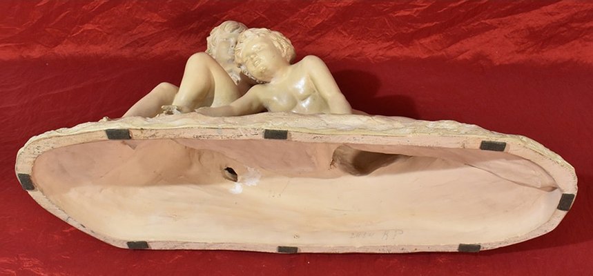 Art Deco Terracotta Sculpture of Two Children Playing, 20th-Century-YVI-1173454