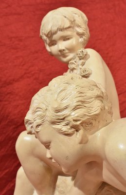 Art Deco Terracotta Sculpture of Two Children Playing, 20th-Century-YVI-1173454