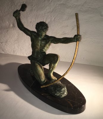 Art Deco The Blacksmith Sculpture by G. Hervor-LXP-644444