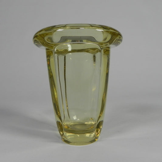 Art Deco Thick Glass Vase with Folded Edge, 1950s