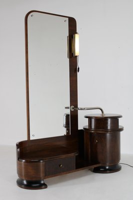 Art Deco Toilet Cabinet with Mirror in Walnut, Czechoslovakia, 1930s-TZ-1759682