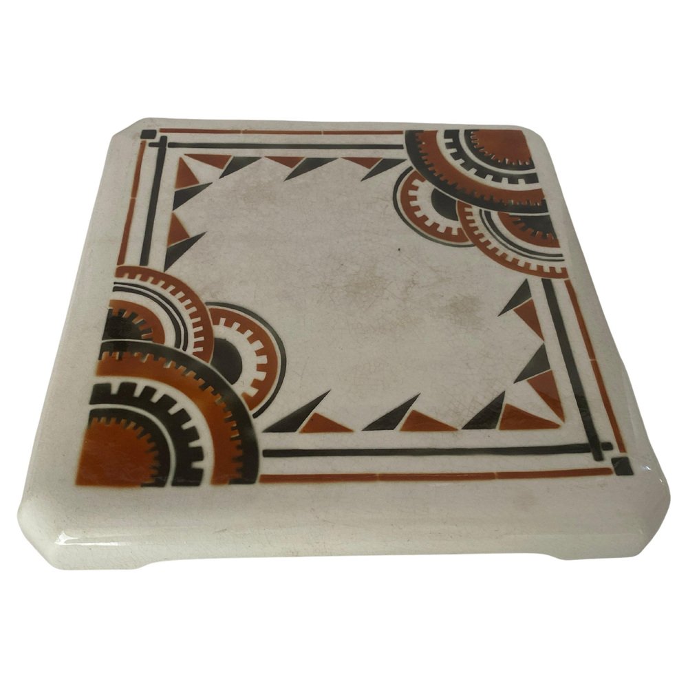 Art Deco Trivet in Ceramic attributed to Luneville, France, 1940s