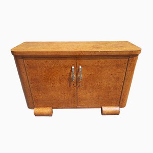 Art Deco Tuia Root with Chrome and Brass Handles Como Chest of Drawers, 1930s-OHK-1075416