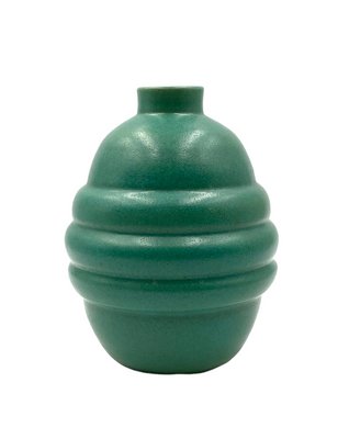 Art Deco Turquoise Faience Vase, France, 1940s-TXN-1276680