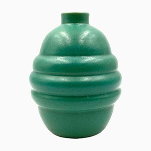 Art Deco Turquoise Faience Vase, France, 1940s-TXN-1276680