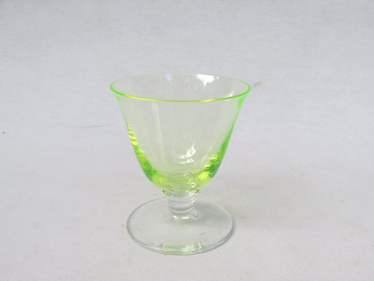 Art Deco Uranium Glass Liqueur Glasses, 1920s, Set of 6-EY-1445268