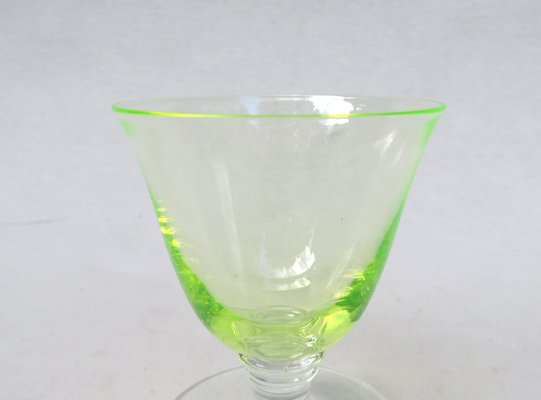 Art Deco Uranium Glass Liqueur Glasses, 1920s, Set of 6-EY-1445268