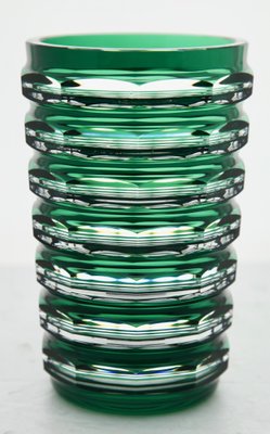 Art Deco Vase in Green Crystal from Val Saint Lambert, 1950s-MJY-1389201