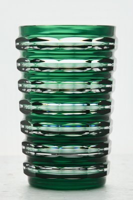 Art Deco Vase in Green Crystal from Val Saint Lambert, 1950s-MJY-1389201