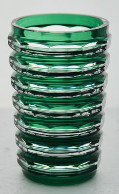 Art Deco Vase in Green Crystal from Val Saint Lambert, 1950s-MJY-1389201