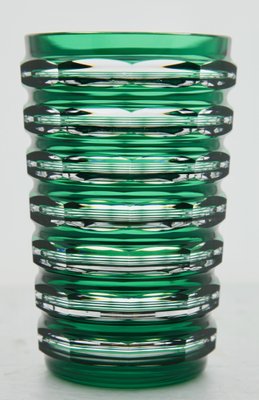 Art Deco Vase in Green Crystal from Val Saint Lambert, 1950s-MJY-1389201