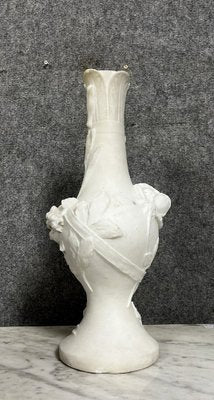 Art Deco Vase in White Carrara Marble, 1920s-MWB-1785177