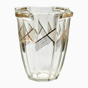 Art Deco Vase with Geometric Gold Painted Design from Moser & Söhne Karlsbad-MJY-1150404