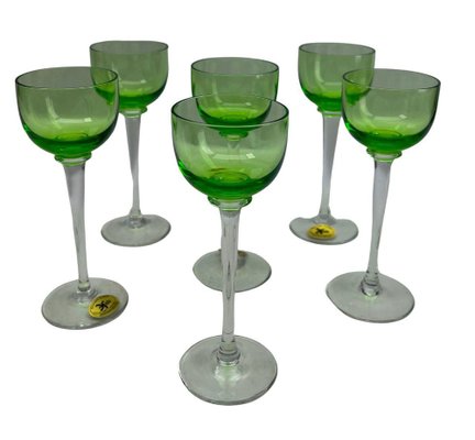 Art Deco Vaseline Glasses, 1955, Set of 6-MJY-1744890