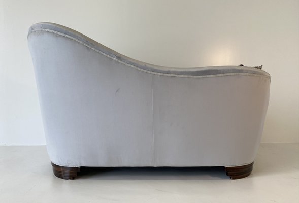 Art Deco Velvet and Macassar Sofa, 1950s-FF-954680