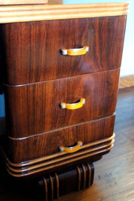 Art Deco Veneer Rosewood and Maple Vanity with Bakelite Handles, Italy, 1930s-AXE-1433434