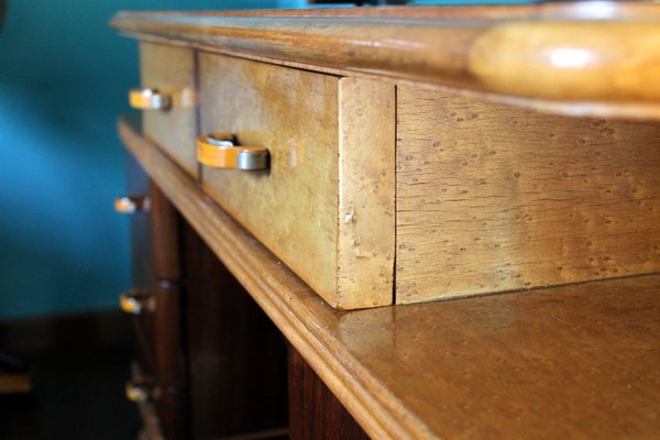 Art Deco Veneer Rosewood and Maple Vanity with Bakelite Handles, Italy, 1930s-AXE-1433434