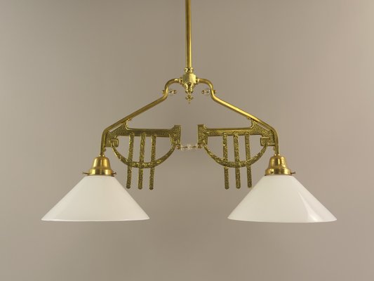 Art Deco Viennese Brass Hanging Lamp, 1920s-KDB-1716374