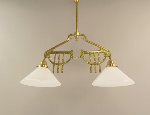 Art Deco Viennese Brass Hanging Lamp, 1920s-KDB-1716374