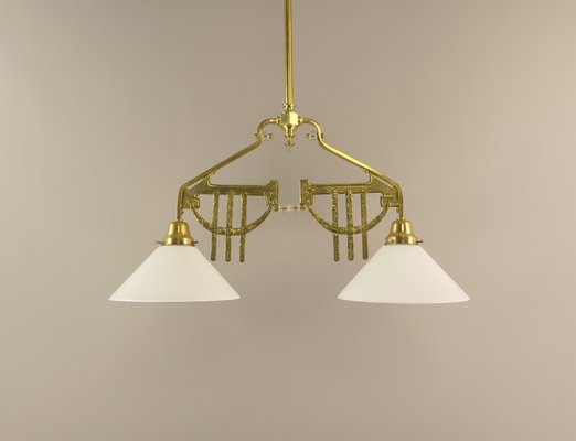 Art Deco Viennese Brass Hanging Lamp, 1920s-KDB-1716374