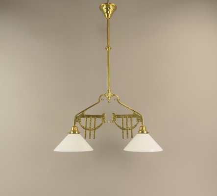 Art Deco Viennese Brass Hanging Lamp, 1920s-KDB-1716374