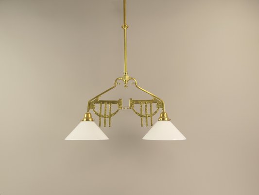 Art Deco Viennese Brass Hanging Lamp, 1920s-KDB-1716374