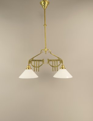 Art Deco Viennese Brass Hanging Lamp, 1920s-KDB-1716374