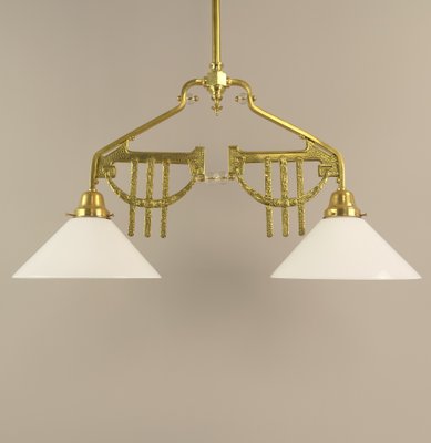 Art Deco Viennese Brass Hanging Lamp, 1920s-KDB-1716374