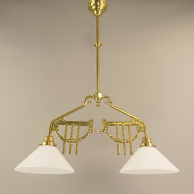 Art Deco Viennese Brass Hanging Lamp, 1920s-KDB-1716374