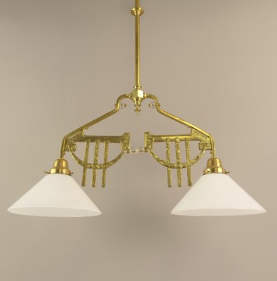 Art Deco Viennese Brass Hanging Lamp, 1920s-KDB-1716374