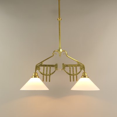 Art Deco Viennese Brass Hanging Lamp, 1920s-KDB-1716374