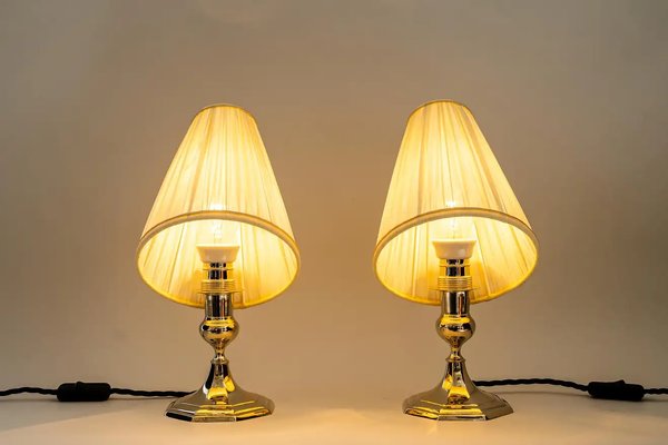 Art Deco Viennese Table Lamps with Fabric Shades, 1920s, Set of 2-SPD-1229073