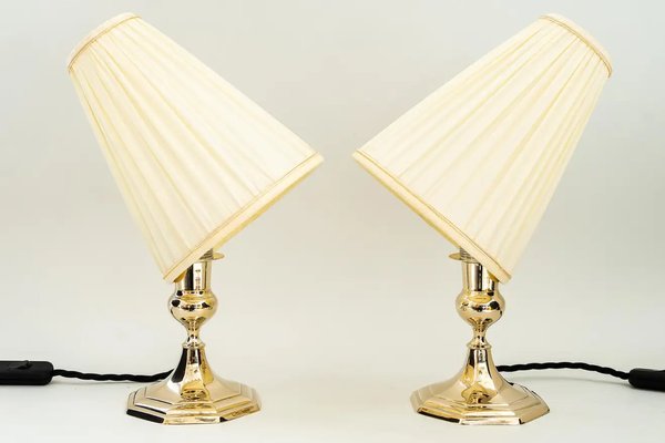 Art Deco Viennese Table Lamps with Fabric Shades, 1920s, Set of 2-SPD-1229073