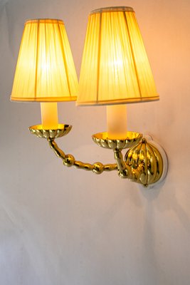 Art Deco Wall Lamps with Fabric Shades, Vienna, 1920s, Set of 5-SPD-2016075