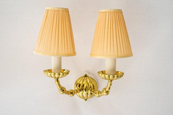 Art Deco Wall Lamps with Fabric Shades, Vienna, 1920s, Set of 5-SPD-2016075