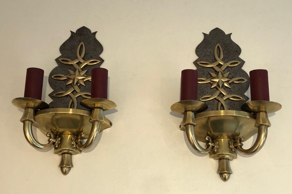 Art Deco Wall Lights in the style of Jules Leleu, Set of 2-BA-1365409