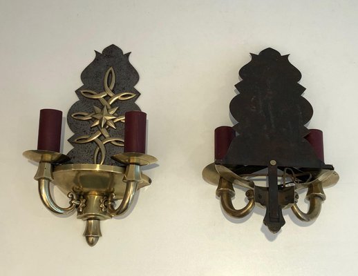 Art Deco Wall Lights in the style of Jules Leleu, Set of 2-BA-1365409