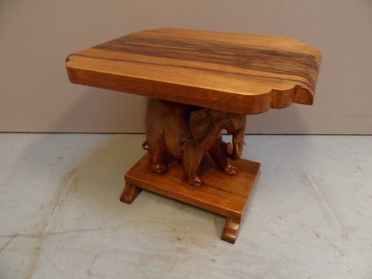 Art Deco Wallnut Sidetable with Elephant, 1930s-PNJ-1805251