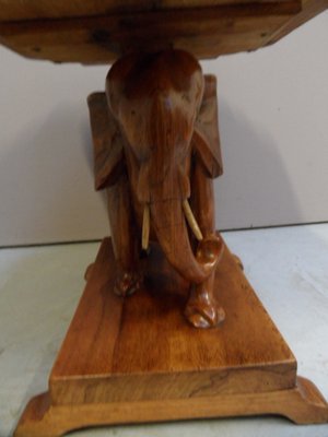 Art Deco Wallnut Sidetable with Elephant, 1930s-PNJ-1805251